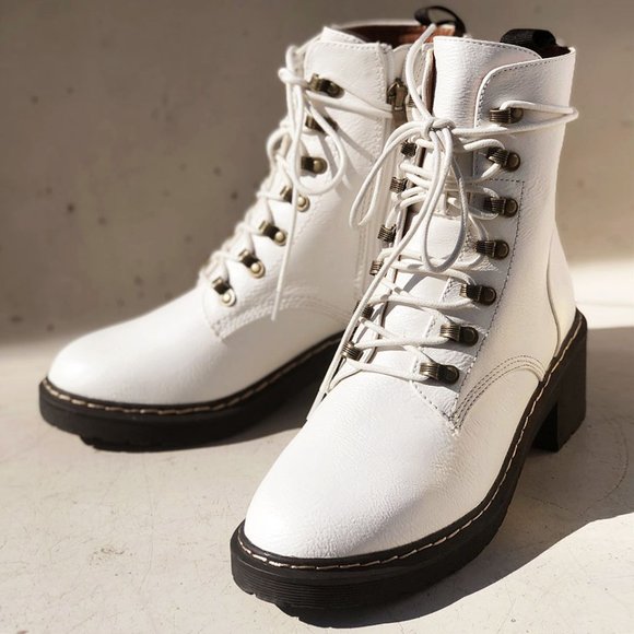 BEAST FASHION White Combat Boots - Picture 2 of 12